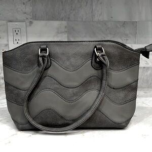Gray Faux Leather Handbag